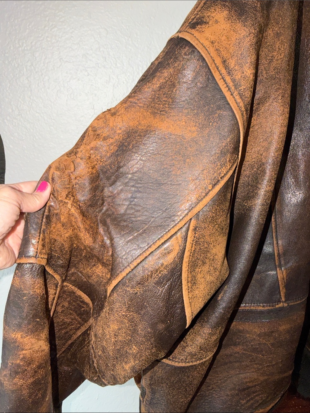 Vintage Brown Leather Jacket unisex Bomber Jacket - Picture 8 of 10